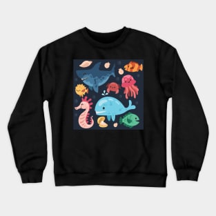 Happy Sea Life Animals Crewneck Sweatshirt